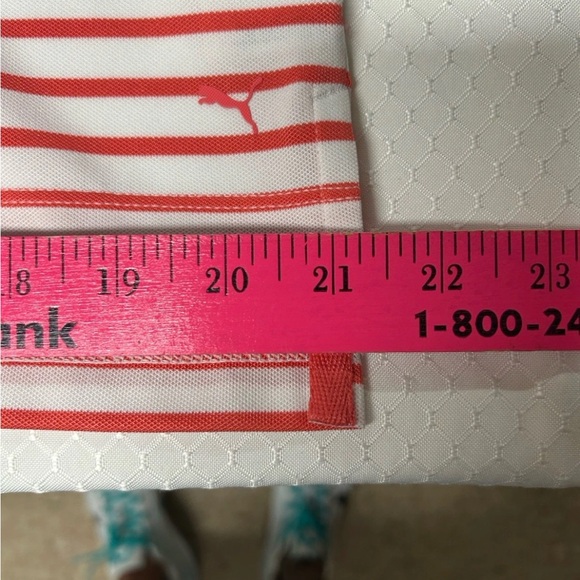 Puma Women's Everyday Striped White Glow/Salmon Pique Polo Shirt Multiple Sizes - Picture 15 of 16